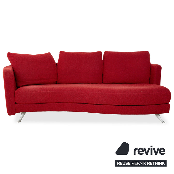 Rolf Benz 2500 Garnitur Stoff 2 Dreisitzer + Hocker Rot Sofa Couch
