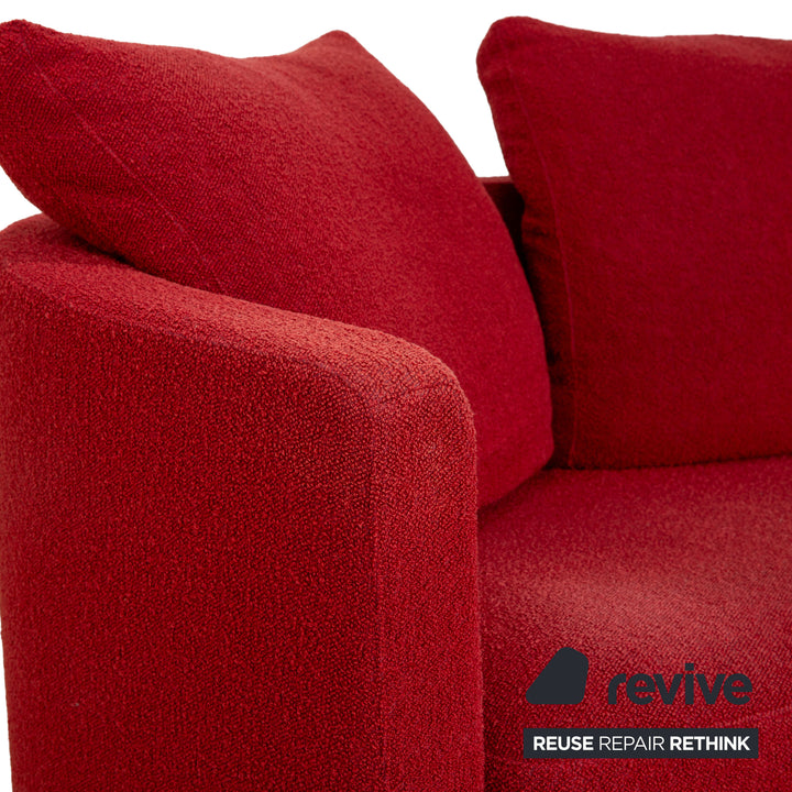 Rolf Benz 2500 Garnitur Stoff 2 Dreisitzer + Hocker Rot Sofa Couch