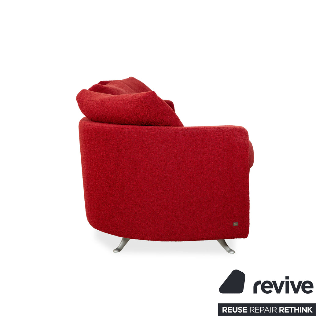 Rolf Benz 2500 Garnitur Stoff 2 Dreisitzer + Hocker Rot Sofa Couch