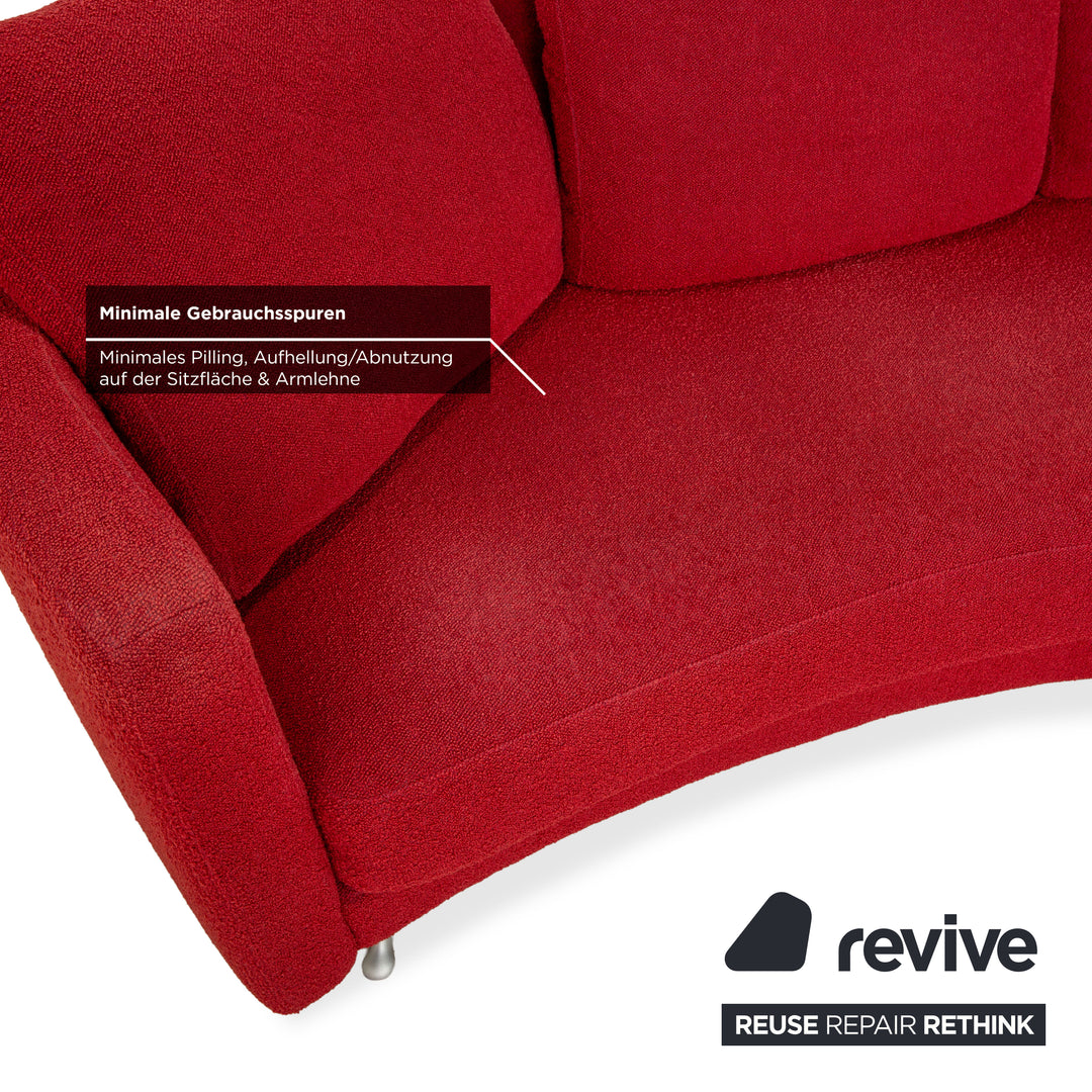 Rolf Benz 2500 Garnitur Stoff 2 Dreisitzer + Hocker Rot Sofa Couch