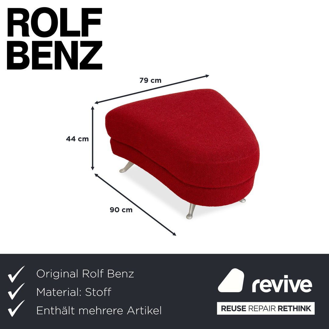 Rolf Benz 2500 Garnitur Stoff 2 Dreisitzer + Hocker Rot Sofa Couch