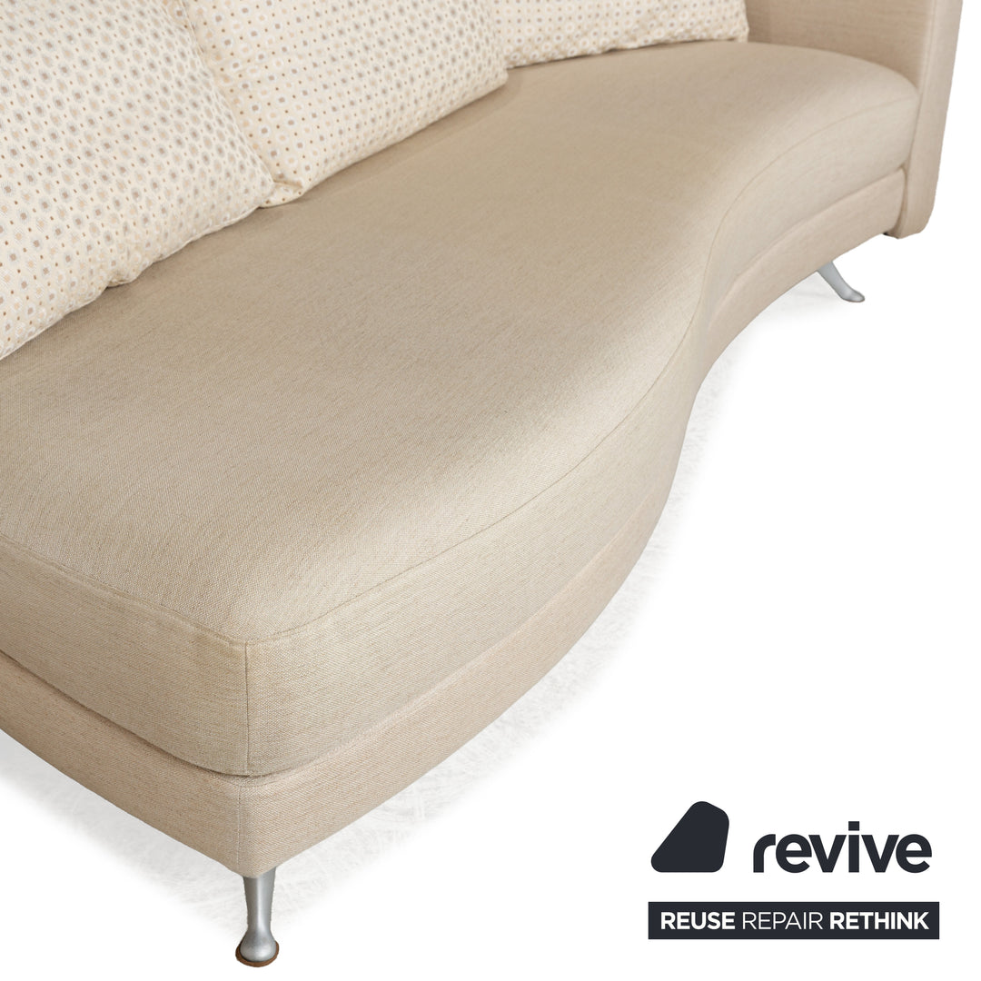 Rolf Benz 2500 Fabric Three-Seater Cream Beige Sofa Couch