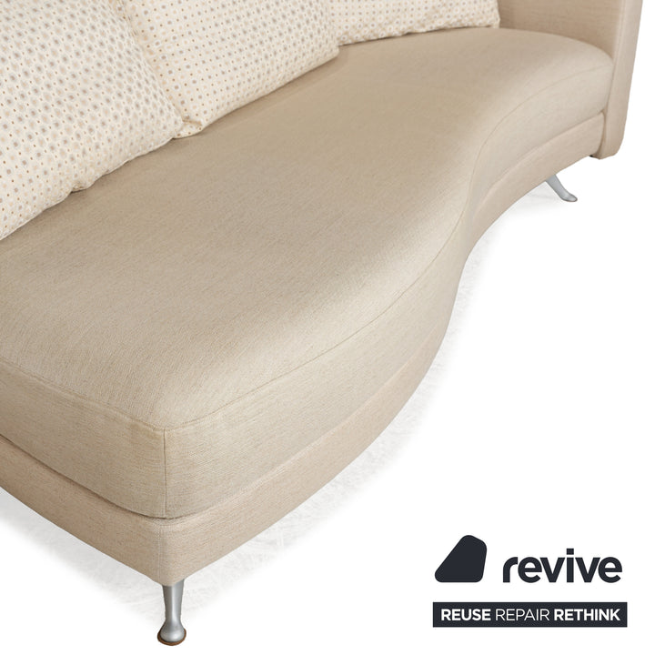 Rolf Benz 2500 Fabric Three-Seater Cream Beige Sofa Couch