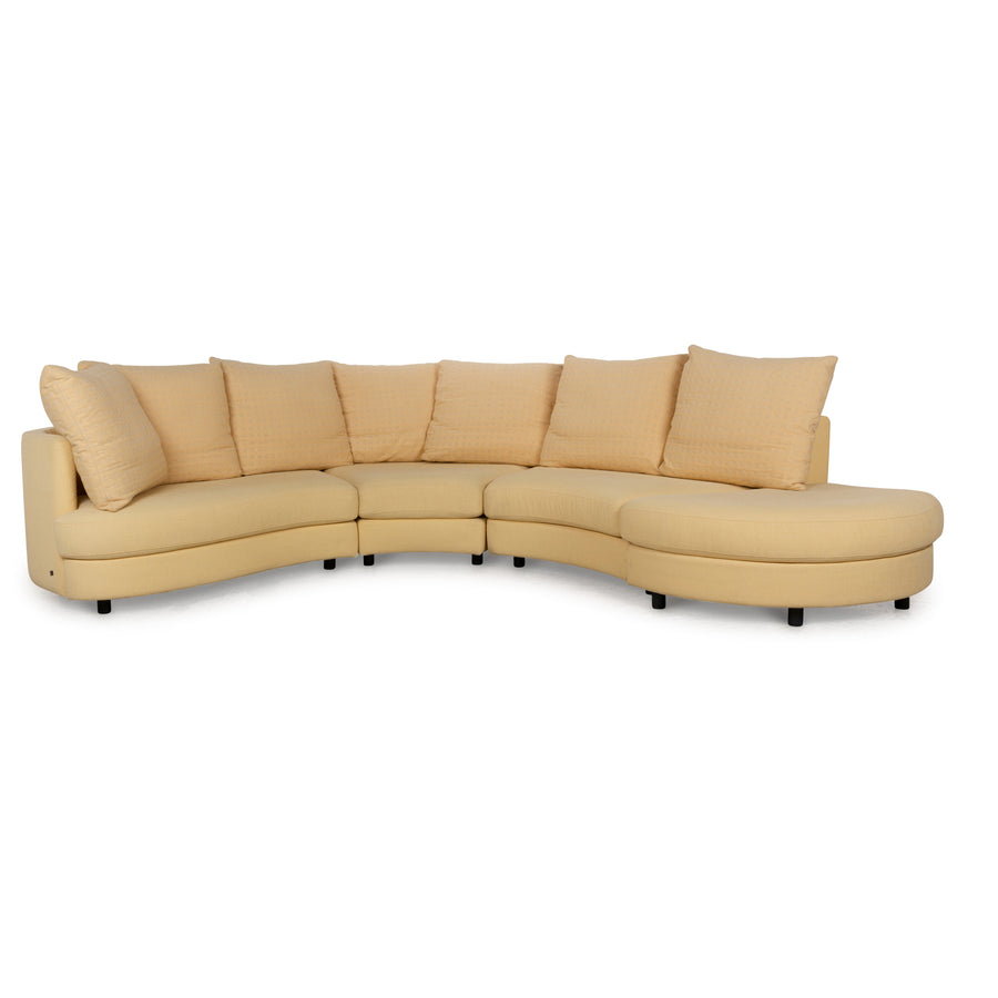 Rolf Benz 2500 Fabric Corner Sofa Yellow Cream Sofa Couch