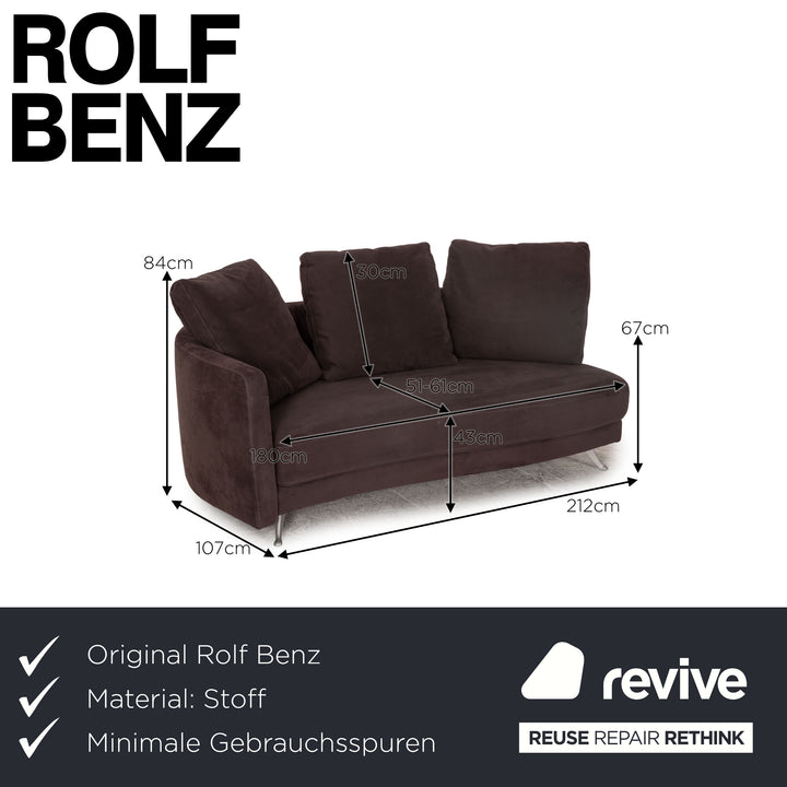 Rolf Benz 2500 fabric two-seater gray sofa couch