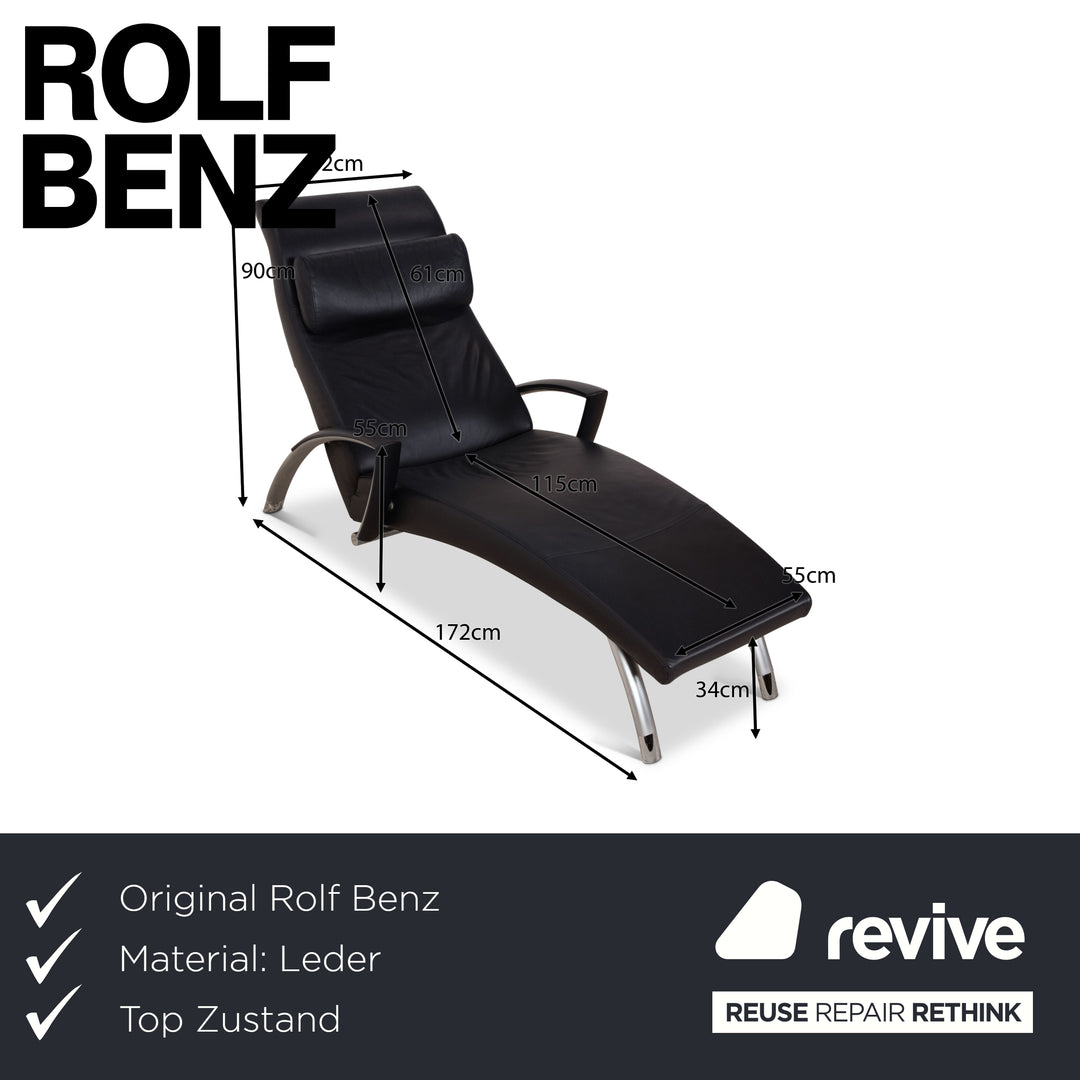 Rolf Benz 2600 Leather Lounger Dark Blue Relax