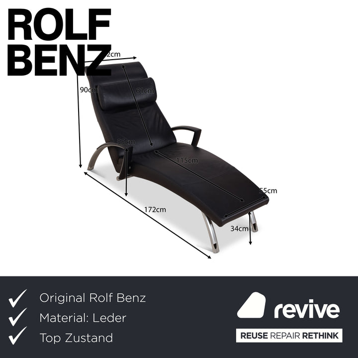 Rolf Benz 2600 Leather Lounger Dark Blue Relax