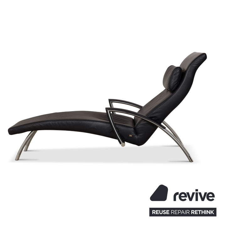 Rolf Benz 2600 Leather Lounger Dark Blue Relax