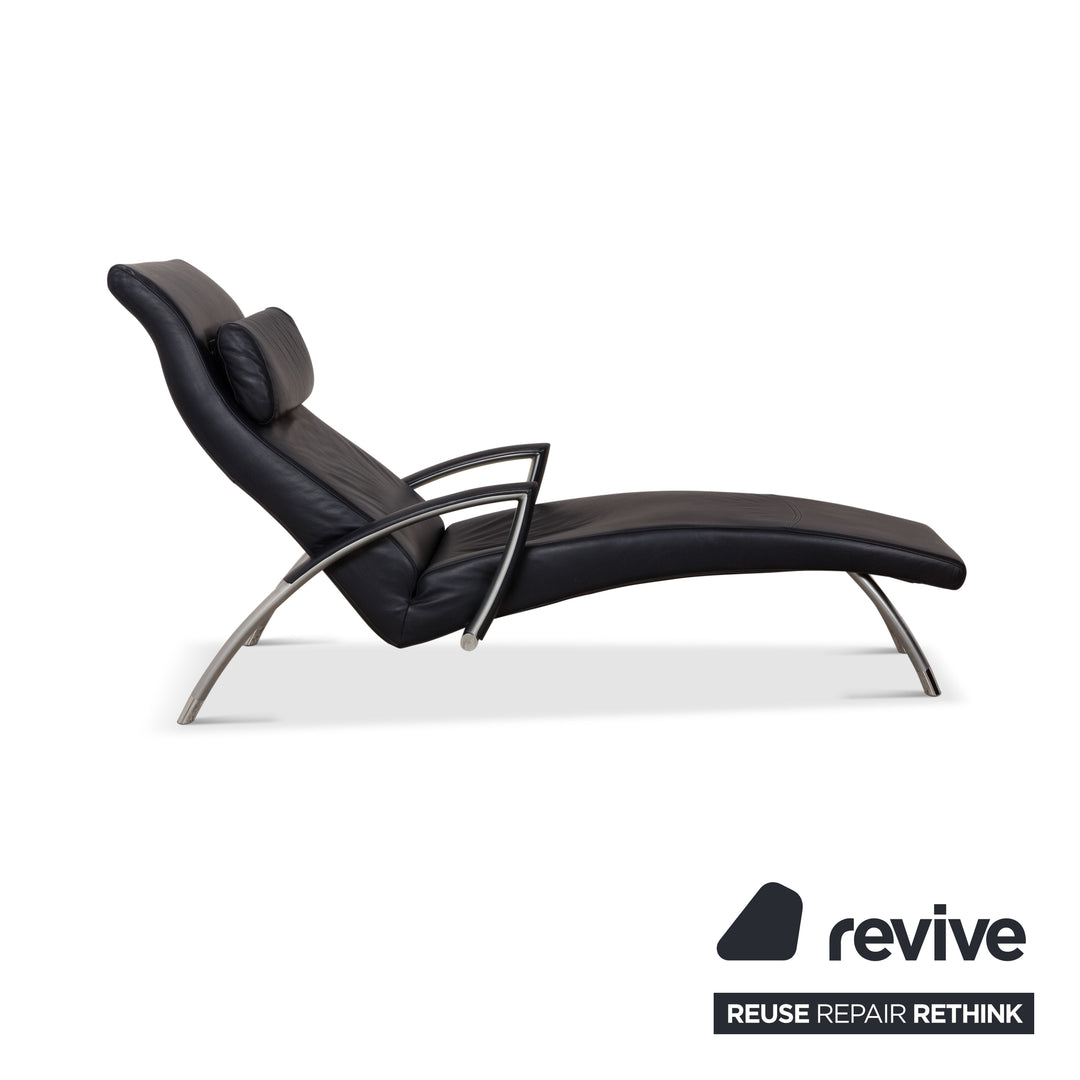 Rolf Benz 2600 Leather Lounger Dark Blue Relax