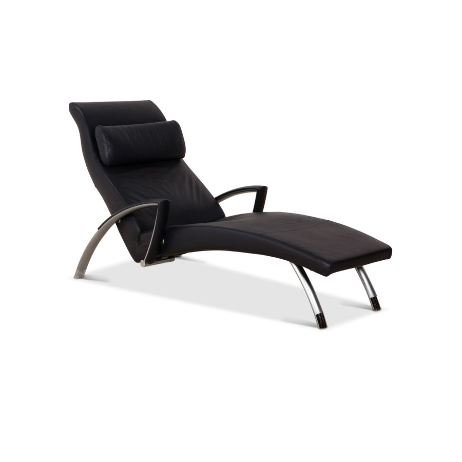 Rolf Benz 2600 Leather Lounger Dark Blue Relax