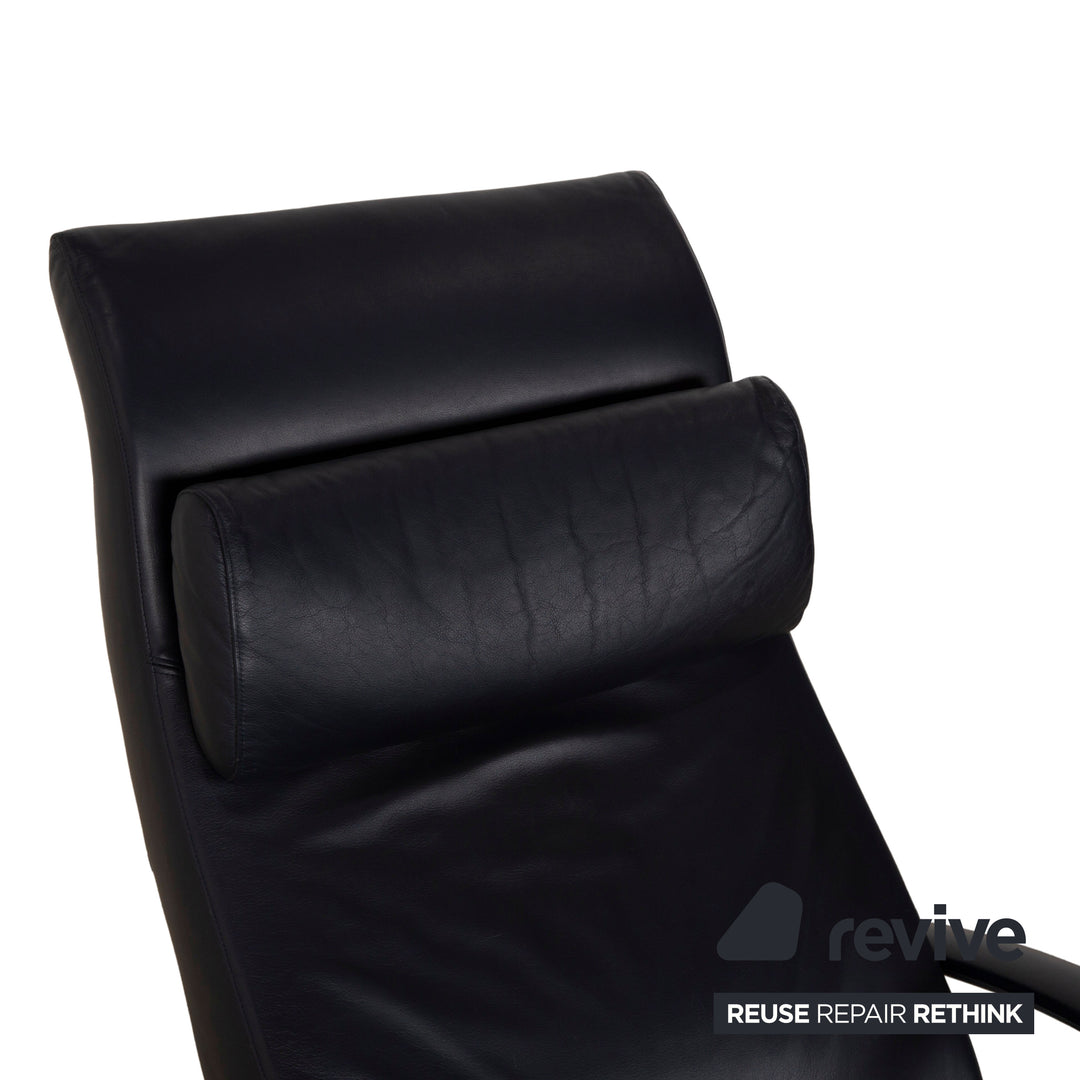 Rolf Benz 2600 Leather Lounger Dark Blue Relax