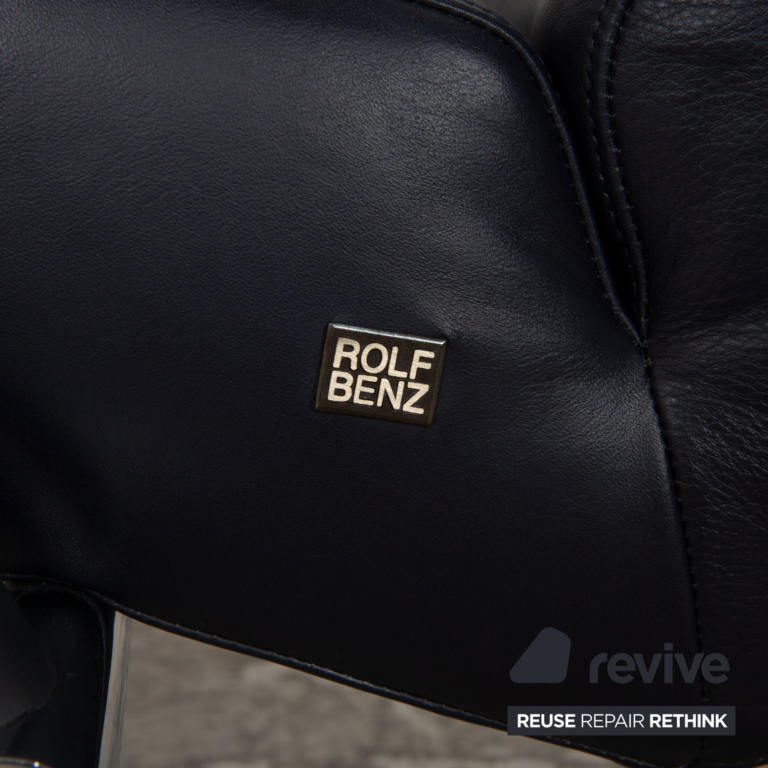 Rolf Benz 2600 Leather Lounger Dark Blue Relax