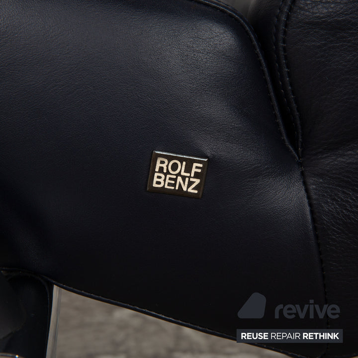 Rolf Benz 2600 Leather Lounger Dark Blue Relax