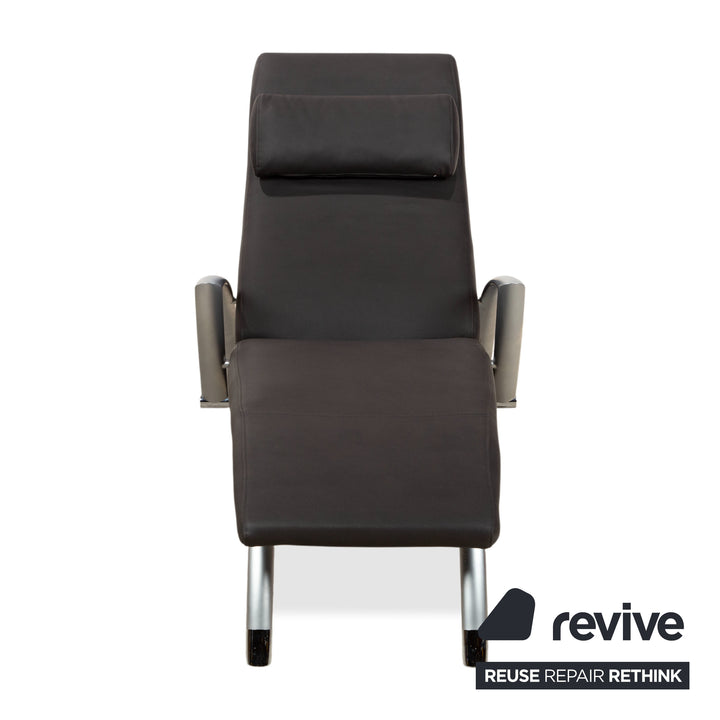 Rolf Benz 2600 Leder Sessel Liege Schwarz  veganes Leder Anthrazit Neubezug GAVIN 117