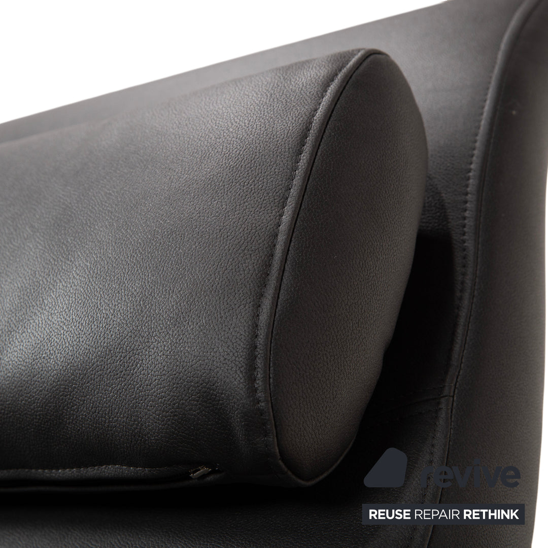 Rolf Benz 2600 Leder Sessel Liege Schwarz  veganes Leder Anthrazit Neubezug GAVIN 117
