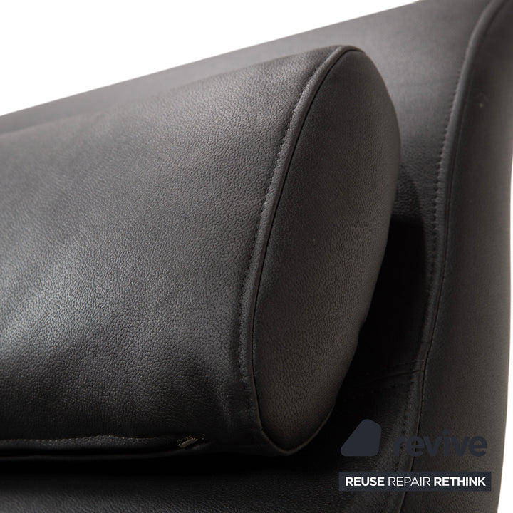 Rolf Benz 2600 Leder Sessel Liege Schwarz  veganes Leder Anthrazit Neubezug GAVIN 117