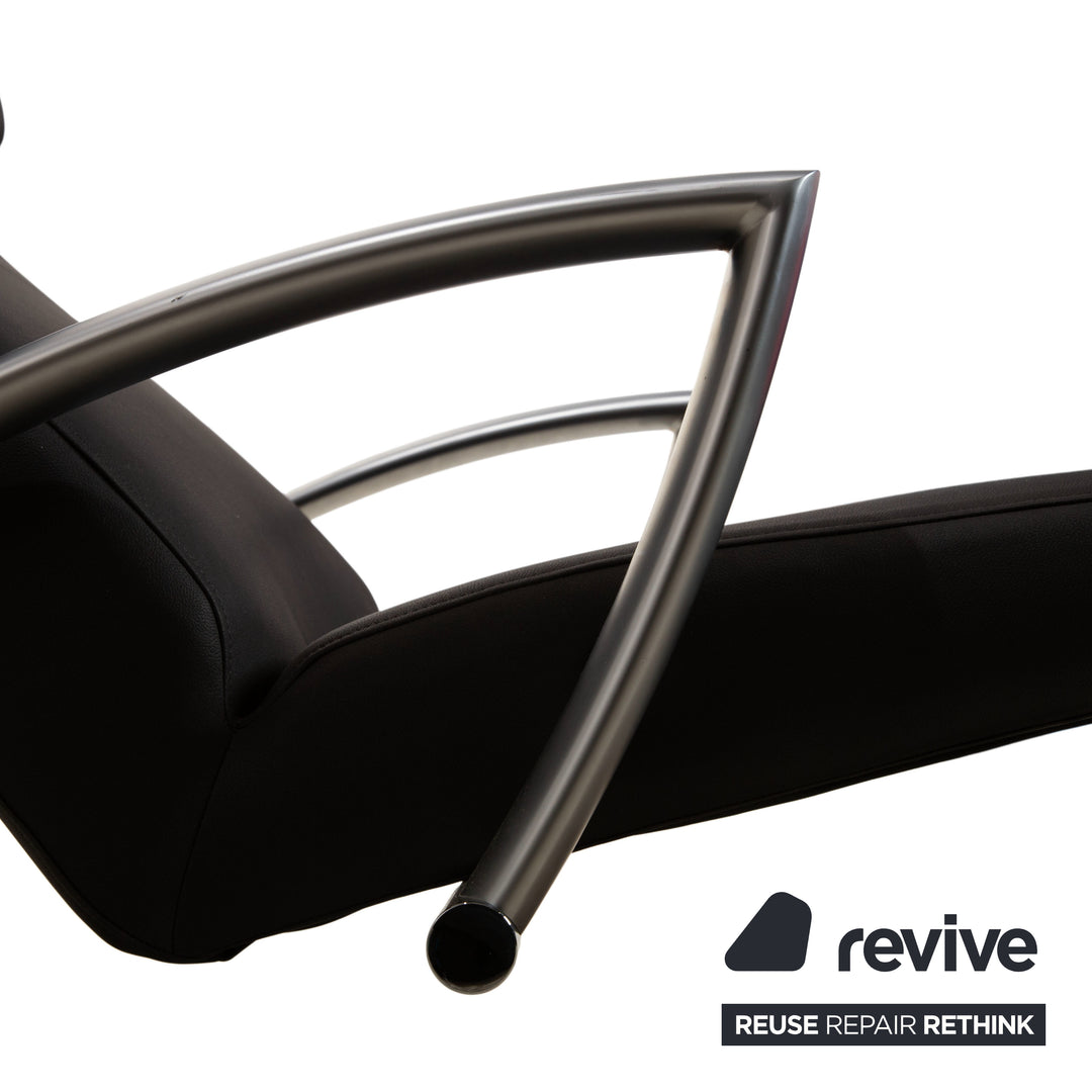 Rolf Benz 2600 Leder Sessel Liege Schwarz  veganes Leder Anthrazit Neubezug GAVIN 117