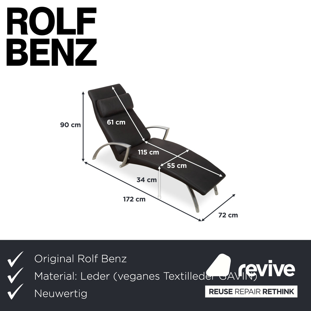 Rolf Benz 2600 Leder Sessel Liege Schwarz  veganes Leder Anthrazit Neubezug GAVIN 117
