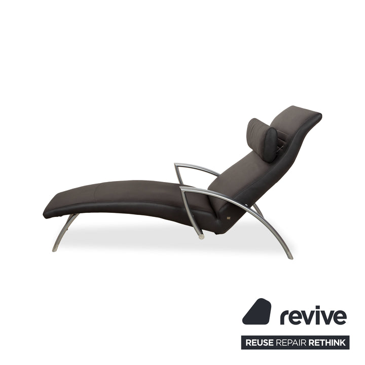 Rolf Benz 2600 Leder Sessel Liege Schwarz  veganes Leder Anthrazit Neubezug GAVIN 117