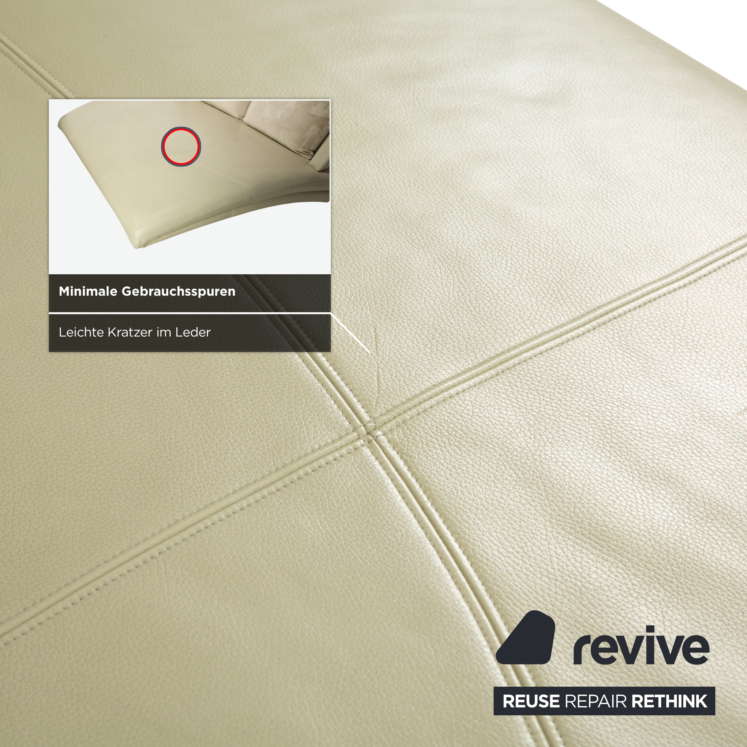 Canapé-lit Rolf Benz 2800 en cuir beige pistache