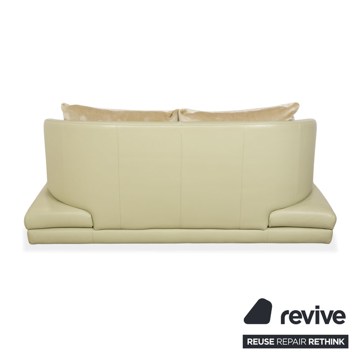 Rolf Benz 2800 Leather Chaise Lounge Pistachio Beige Sofa Couch Daybed