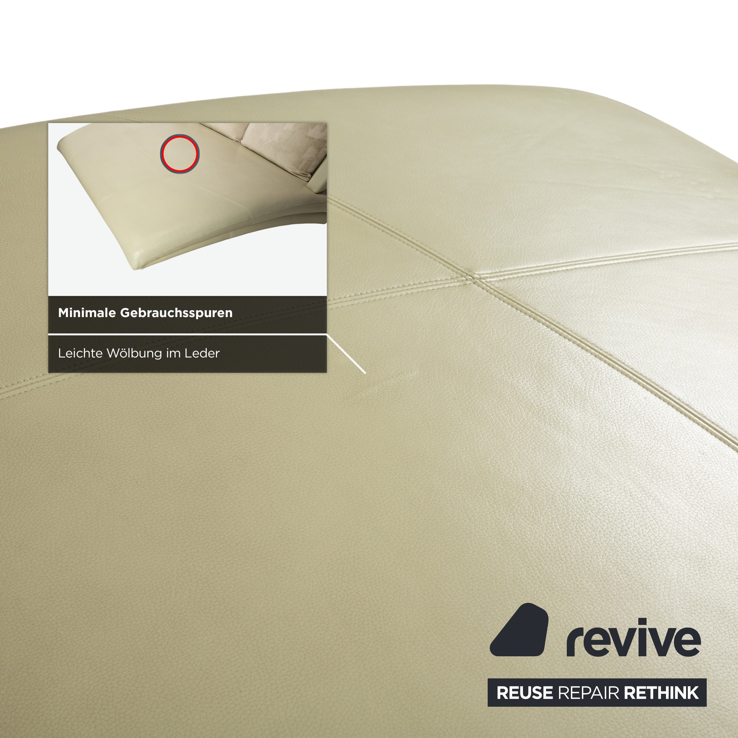 Canapé-lit Rolf Benz 2800 en cuir beige pistache