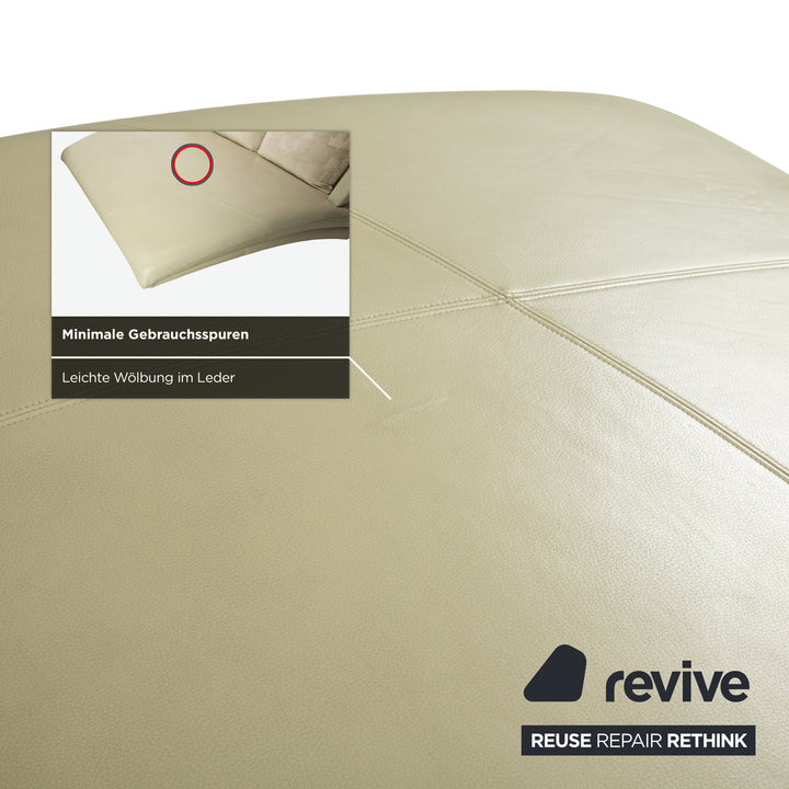 Rolf Benz 2800 Leather Chaise Lounge Pistachio Beige Sofa Couch Daybed
