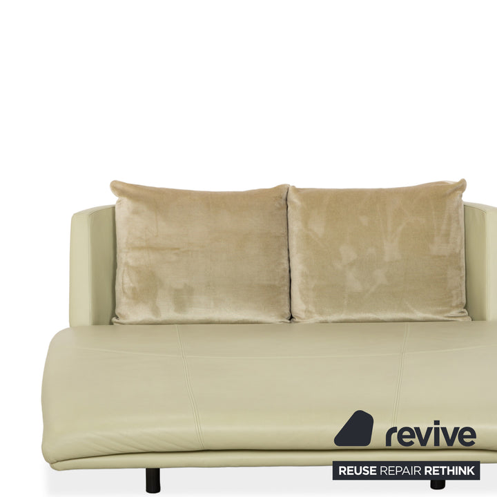 Rolf Benz 2800 Leather Chaise Lounge Pistachio Beige Sofa Couch Daybed