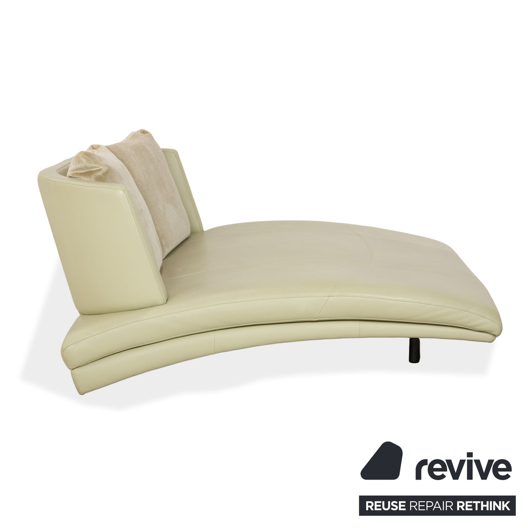 Rolf Benz 2800 Leather Chaise Lounge Pistachio Beige Sofa Couch Daybed