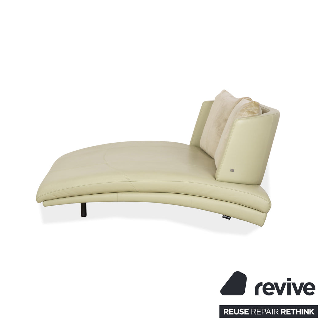 Rolf Benz 2800 Leather Chaise Lounge Pistachio Beige Sofa Couch Daybed