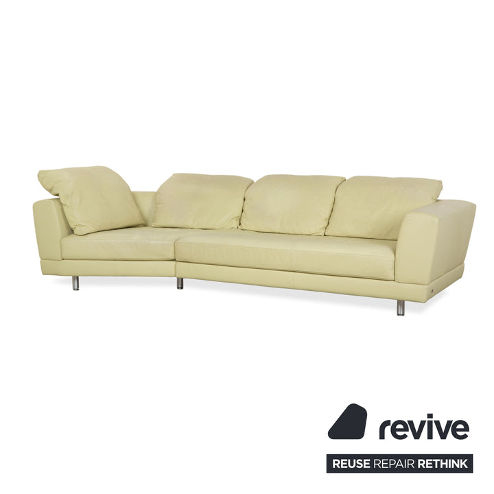 Rolf Benz 3000 Leder Viersitzer Hocker Pistazie Grün Sofa Couch
