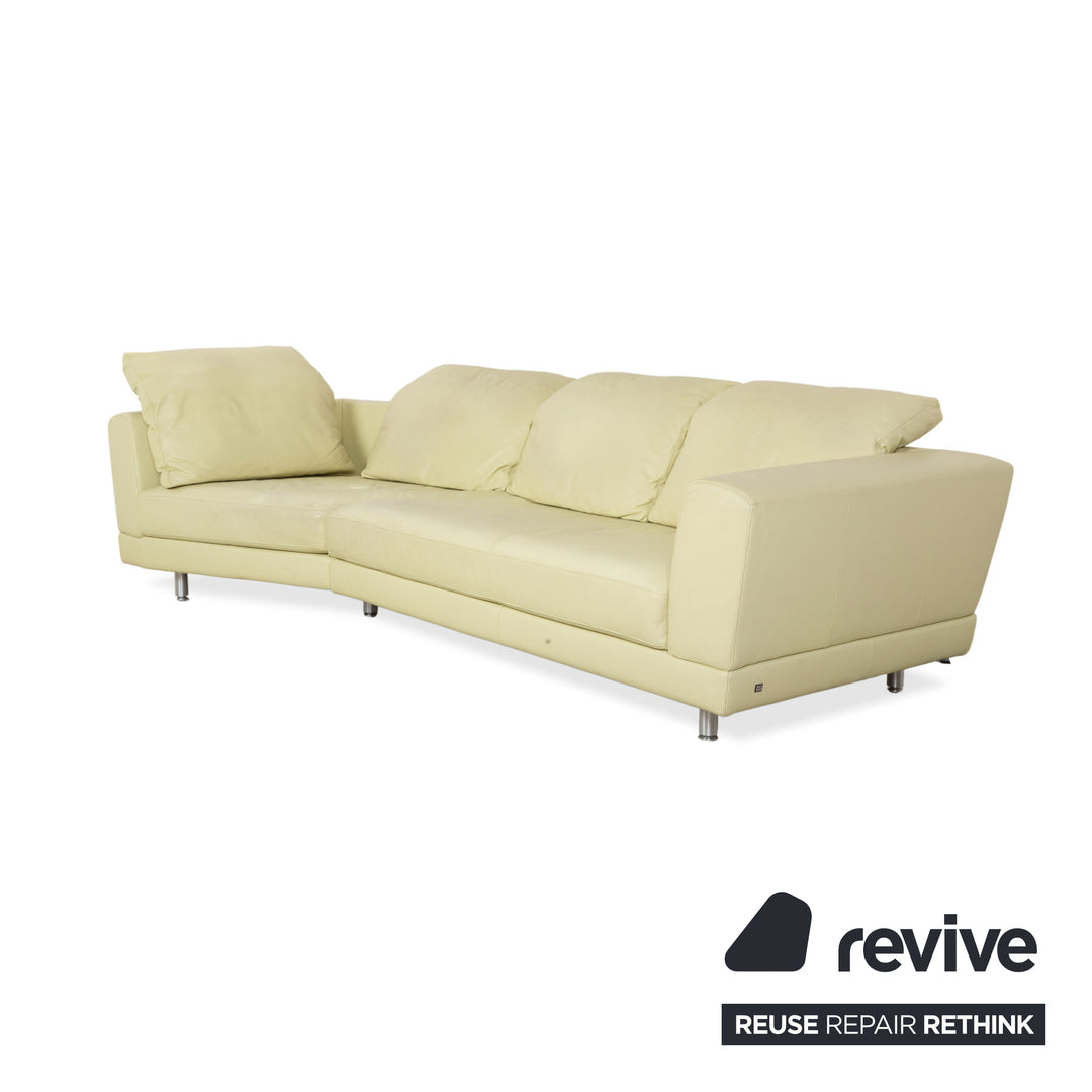 Rolf Benz 3000 Leder Viersitzer Hocker Pistazie Grün Sofa Couch