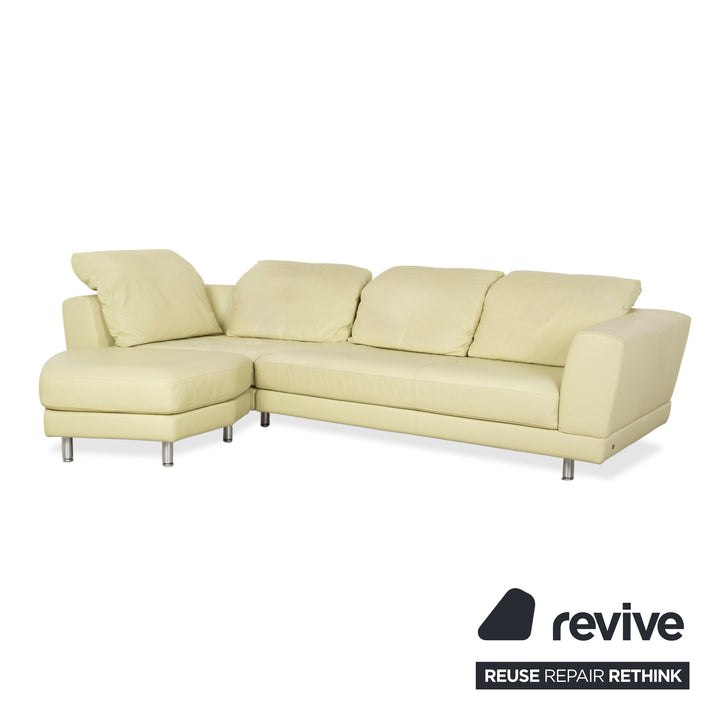 Rolf Benz 3000 Leder Viersitzer Hocker Pistazie Grün Sofa Couch