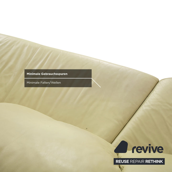 Rolf Benz 3000 Leder Viersitzer Hocker Pistazie Grün Sofa Couch