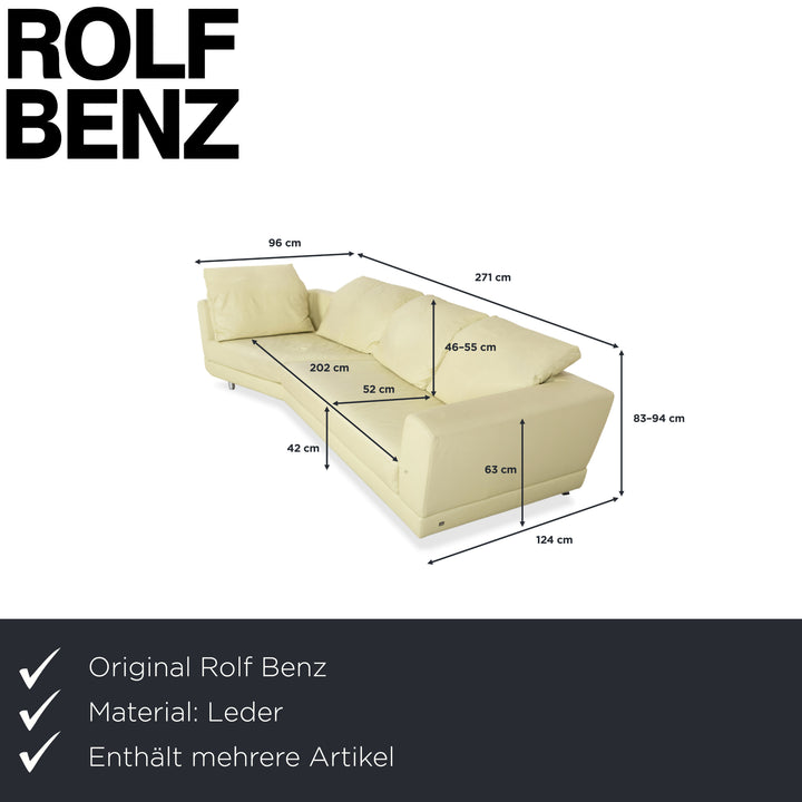 Rolf Benz 3000 Leder Viersitzer Hocker Pistazie Grün Sofa Couch
