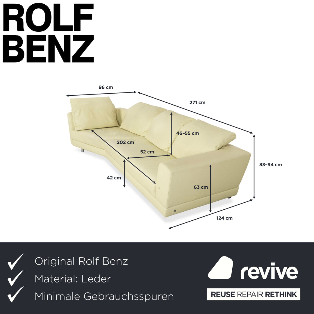 Rolf Benz 3000 Leder Viersitzer Pistazie Grün Sofa Couch