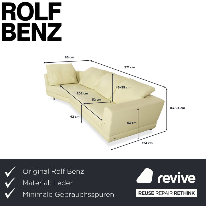 Rolf Benz 3000 Leder Viersitzer Pistazie Grün Sofa Couch