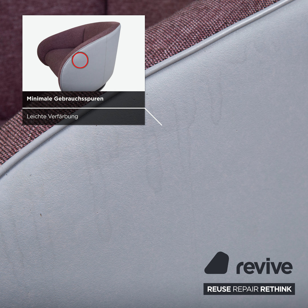 Rolf Benz 310 Garnitur 2x Sessel Stoff Leder Lila Weinrot Aubergine Hellgrau