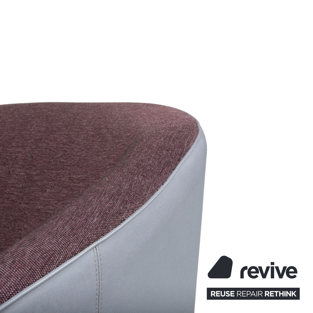 Rolf Benz 310 Garnitur 2x Sessel Stoff Leder Lila Weinrot Aubergine Hellgrau