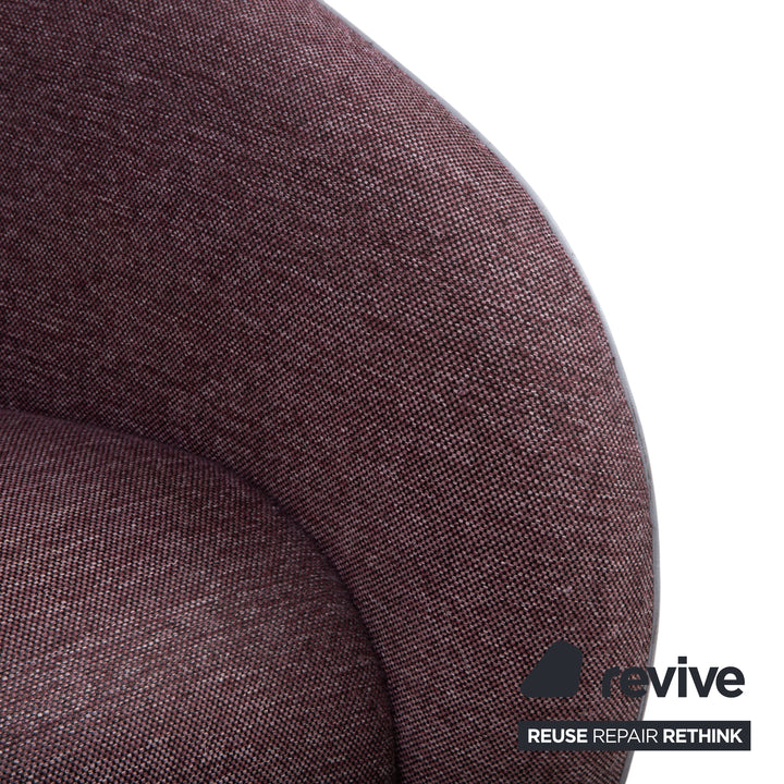 Rolf Benz 310 Ensemble 2x fauteuils Tissu Cuir Lilas Lie de vin Aubergine Gris clair