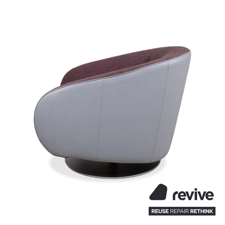 Rolf Benz 310 Garnitur 2x Sessel Stoff Leder Lila Weinrot Aubergine Hellgrau