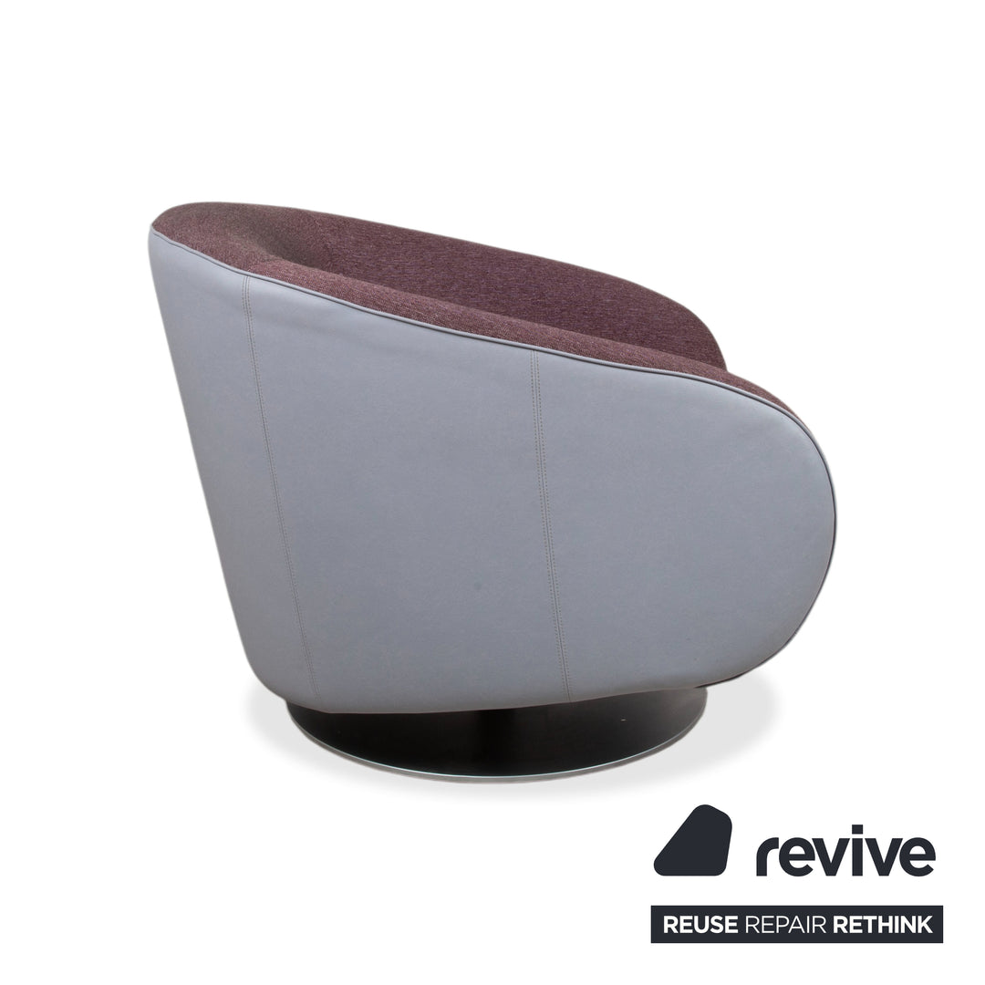 Rolf Benz 310 Sessel Stoff Leder Lila Weinrot Aubergine Hellgrau