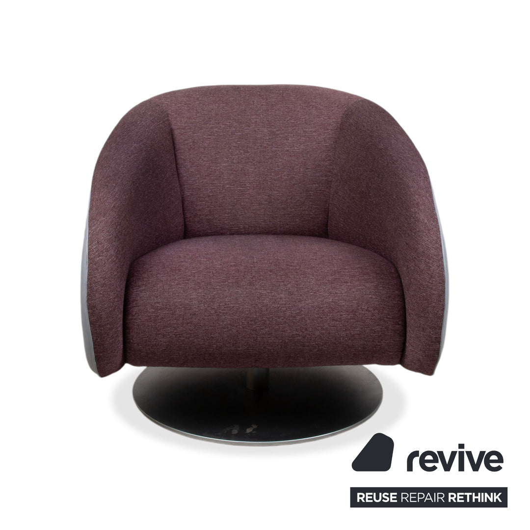 Rolf Benz 310 Sessel Stoff Leder Lila Weinrot Aubergine Hellgrau