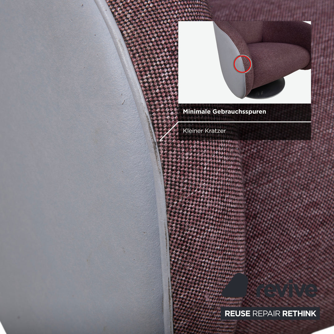 Rolf Benz 310 Sessel Stoff Leder Lila Weinrot Aubergine Hellgrau
