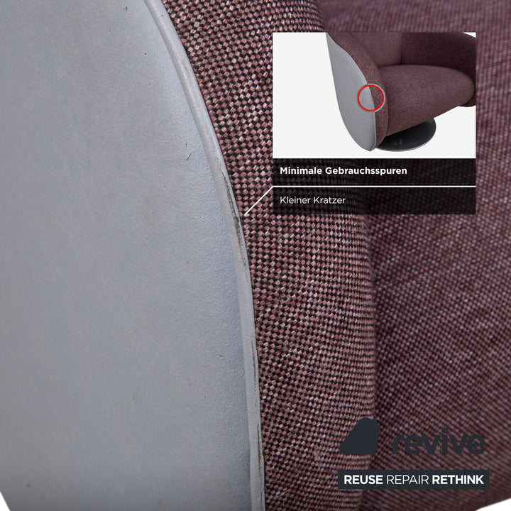 Rolf Benz 310 Sessel Stoff Leder Lila Weinrot Aubergine Hellgrau