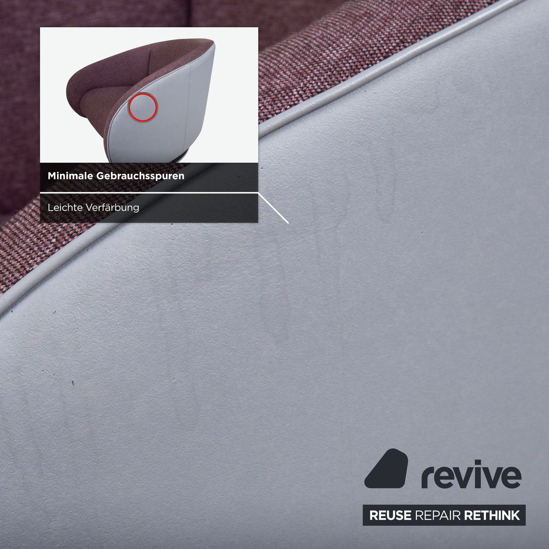 Rolf Benz 310 Sessel Stoff Leder Lila Weinrot Aubergine Hellgrau