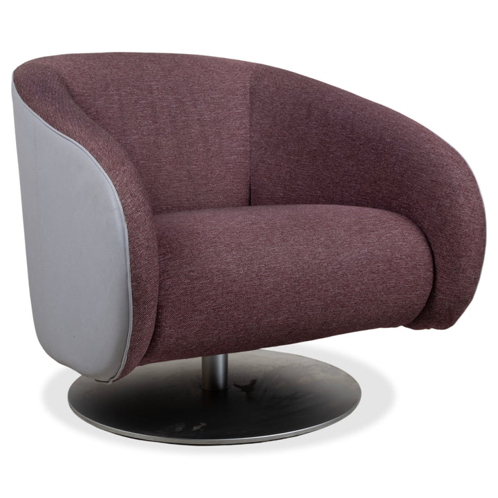 Rolf Benz 310 Armchair Fabric Leather Purple Wine Red Aubergine Light Grey