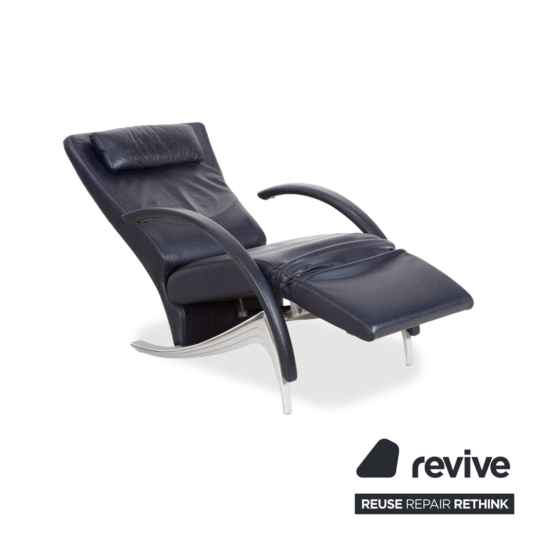 Rolf Benz 3100 Leder Sessel Dunkelblau manuelle Funktion Relaxfunktion