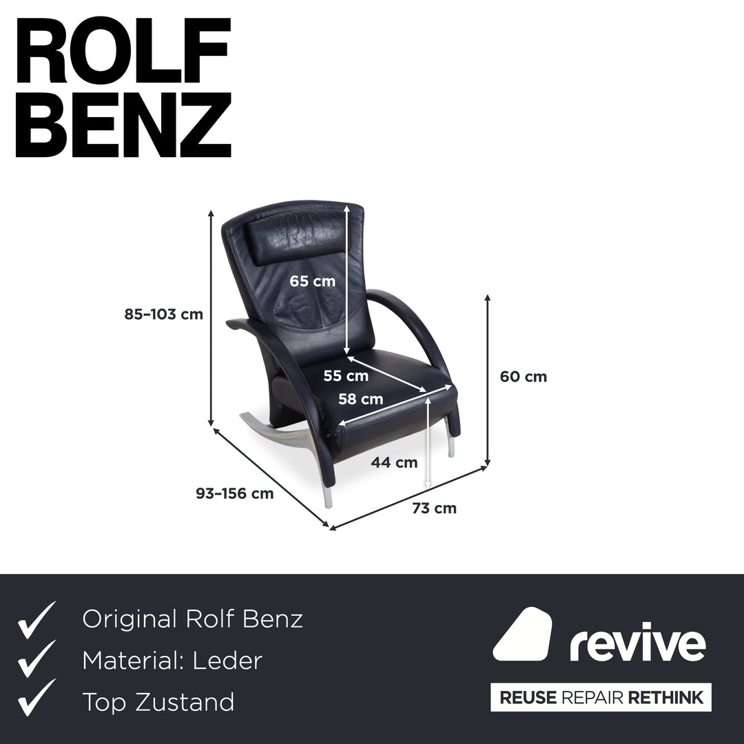 Rolf Benz 3100 Leder Sessel Dunkelblau manuelle Funktion Relaxfunktion