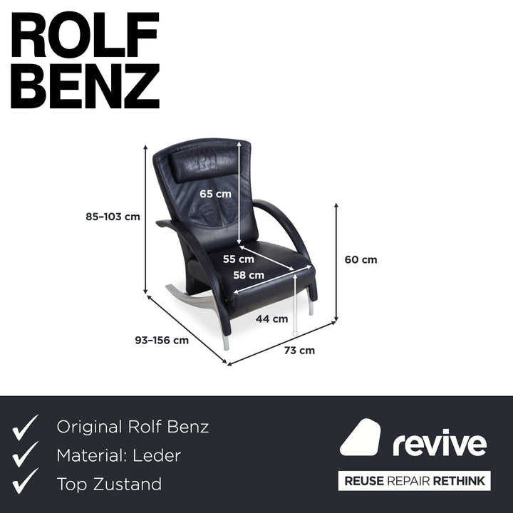 Rolf Benz 3100 Leder Sessel Dunkelblau manuelle Funktion Relaxfunktion